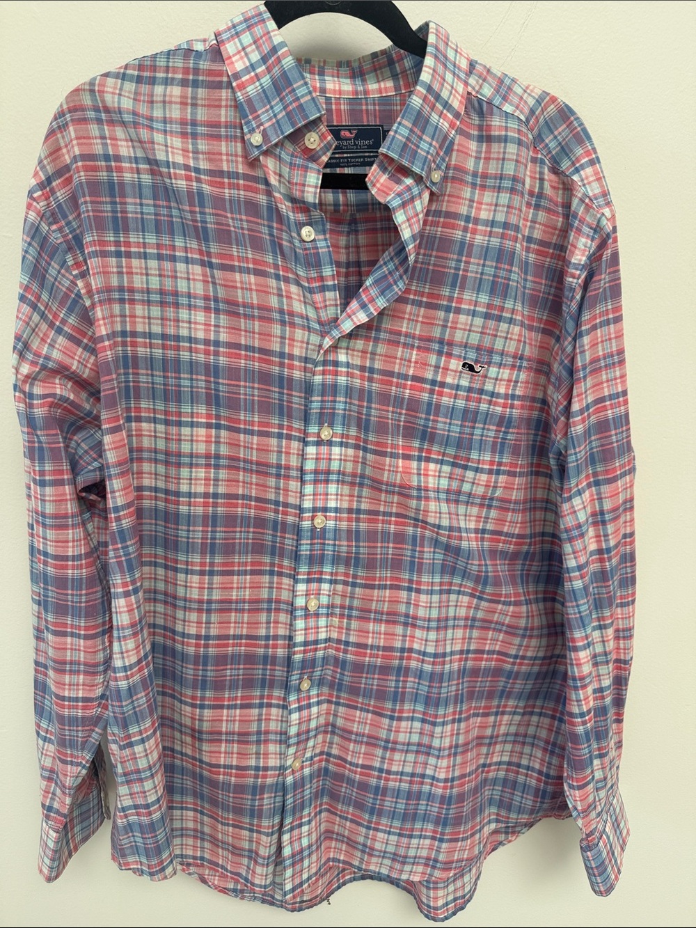 Vineyard Vines Pink and Blue Plaid Button-Down Shirt